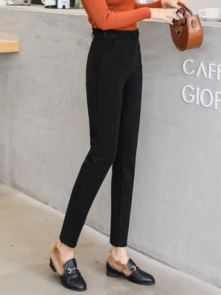 Pantaloni casual dama cu centura si buzunare