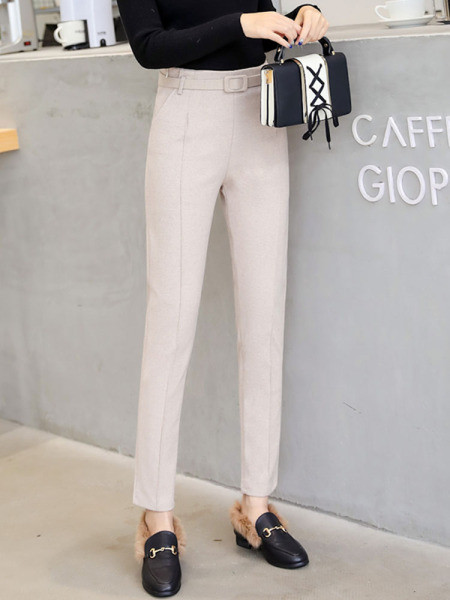 Pantaloni casual dama cu centura si buzunare