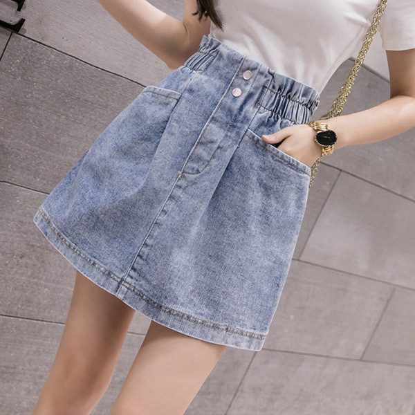 Fusta casual dama cu talie elastica si buzunare