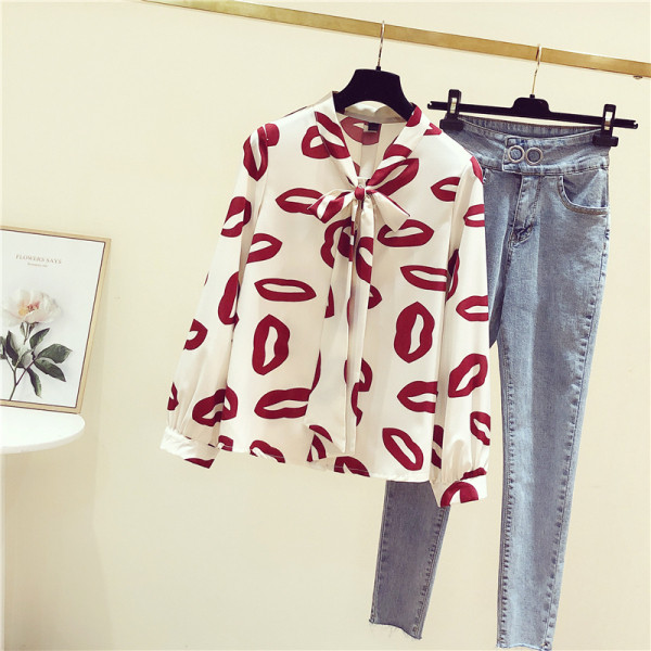 Stílusos női ing színes csók rátéttel