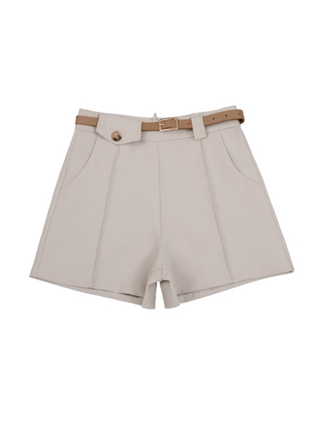 Alkalmi női rövidnadrág magas derékkal és zsebekkel