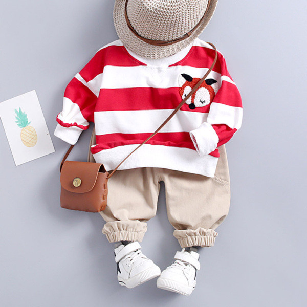 Kétrészes gyerek szett fiúknak csíkos blúzzal