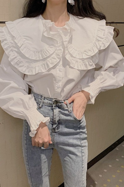 Modern női fehér ing - széles modell