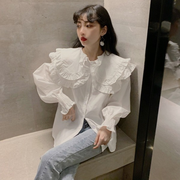 Modern női fehér ing - széles modell