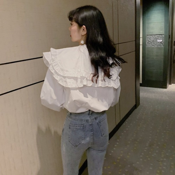 Modern női fehér ing - széles modell