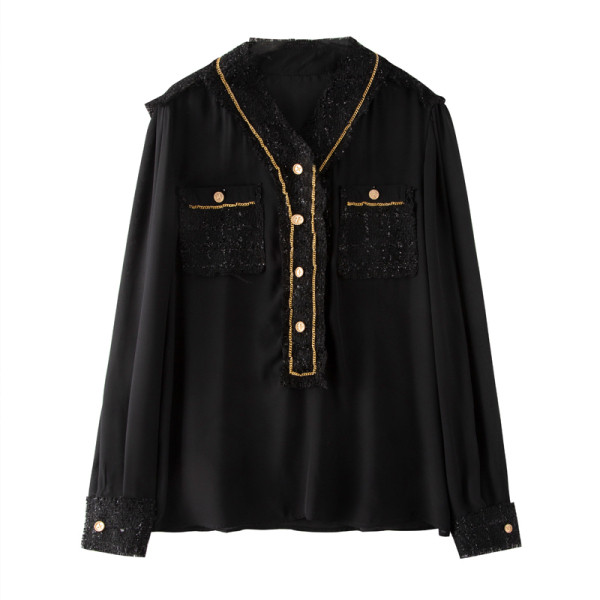 Alkalmi női ing csipkével és zsebekkel