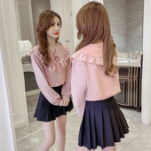 Cămașă casual de damă cu dantelă și panglică