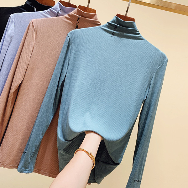 Női őszi alkalmi blúz magas gallérral