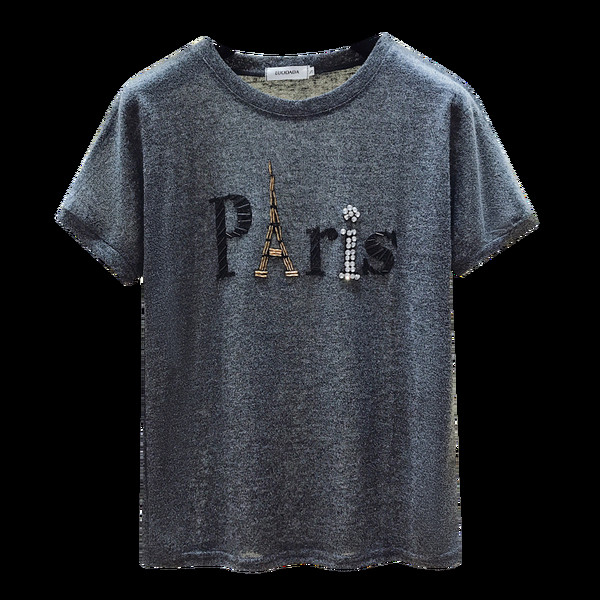 Nyári női póló kerek nyakkivágással és rátéttel