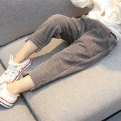 Dječje karirane hlače s džepovima za djevojčice