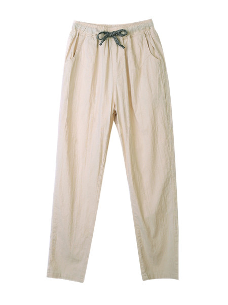 Ikdienas sieviešu garās pavasara bikses ar saitēm jostasvietā