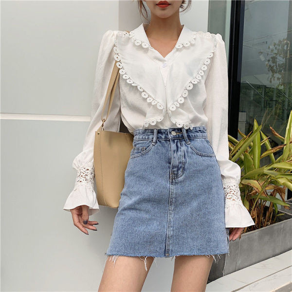 Nyári rövid farmerszoknya kék színű sima modellben