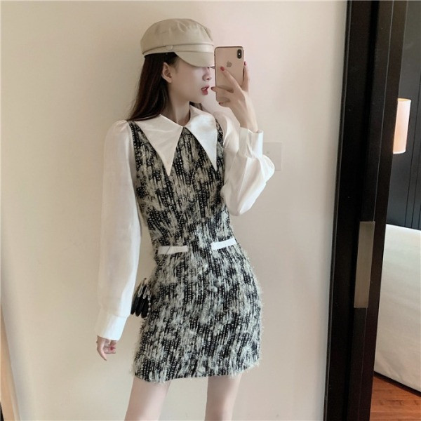 Modern, testhezálló női ruha, hosszú ujjal