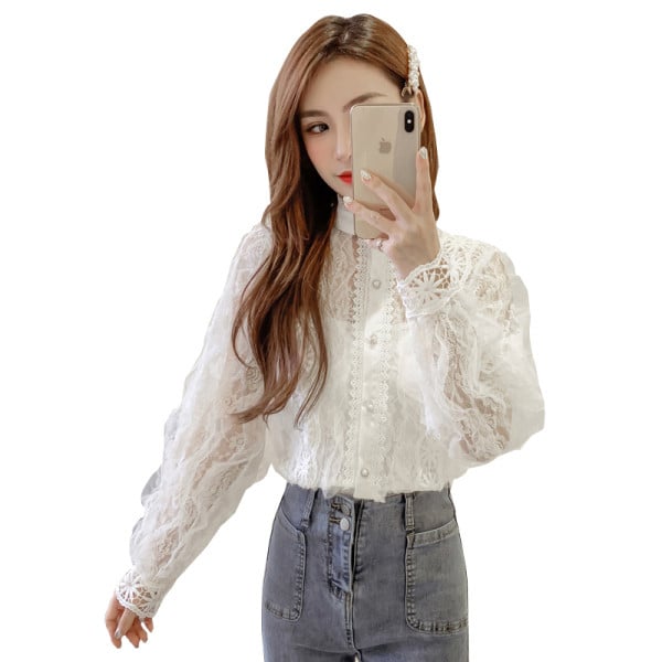 Női csipke ing hímzéssel és gombokkal