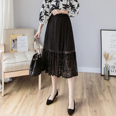 Ikdienas sieviešu gari svārki ar augstu vidukli un mežģīnēm