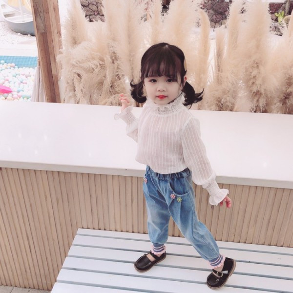 Blugi moderni pentru copii pentru fete cu buzunare si elemente 3D