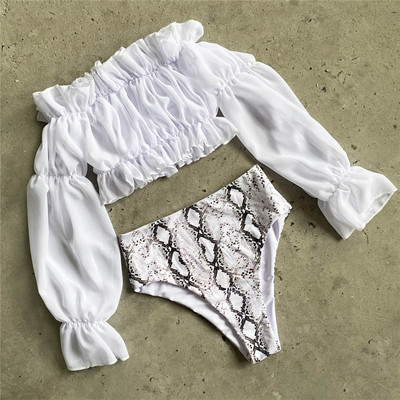 Uue mudeli pikkade varrukatega ujumistrikoo ja kõrge vöökohaga püksid