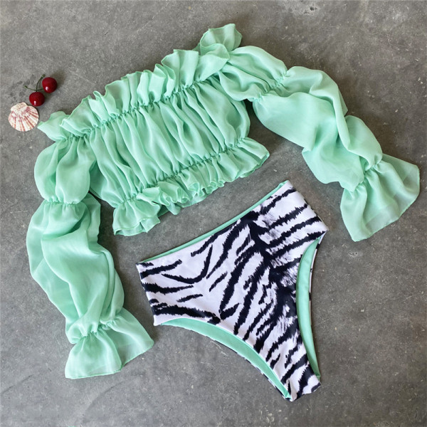 Uue mudeli pikkade varrukatega ujumistrikoo ja kõrge vöökohaga püksid