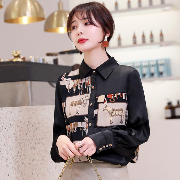 Alkalmi női ing klasszikus gallérral és színes rátéttel