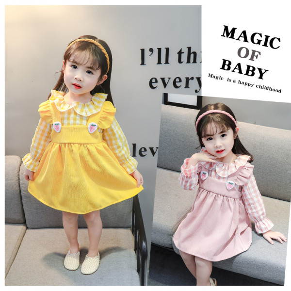 Dabartinis vaikiškos suknelės kirpimo modelis ilgomis rankovėmis