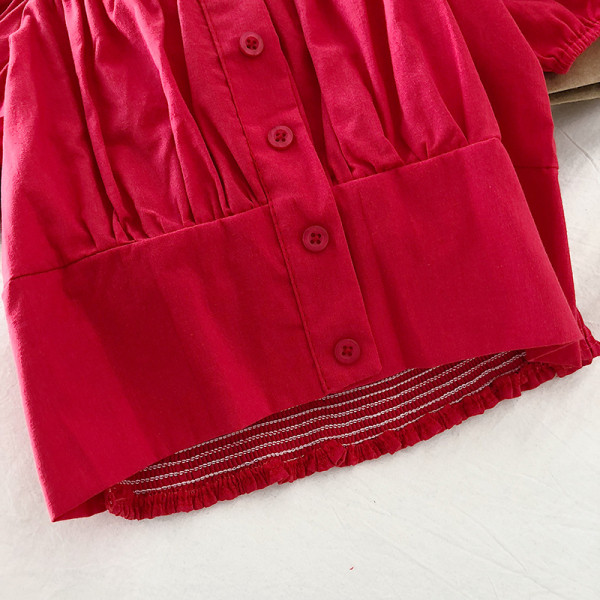 Kevadine lühikeste puhvvarrukatega naiste särk