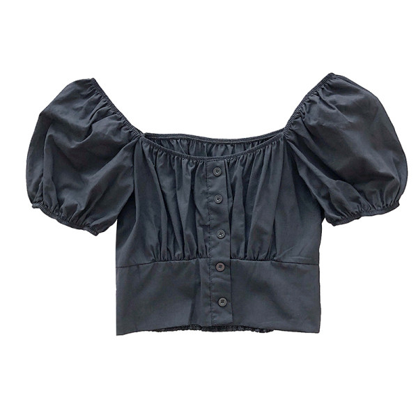 Kevadine lühikeste puhvvarrukatega naiste särk