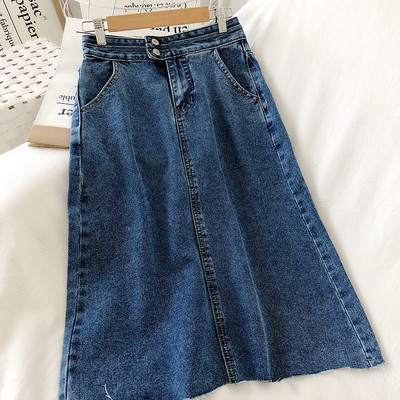 Lezser női farmerszoknya magas derékkal - egyenes modell