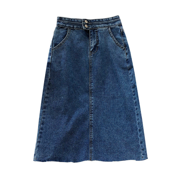 Lezser női farmerszoknya magas derékkal - egyenes modell