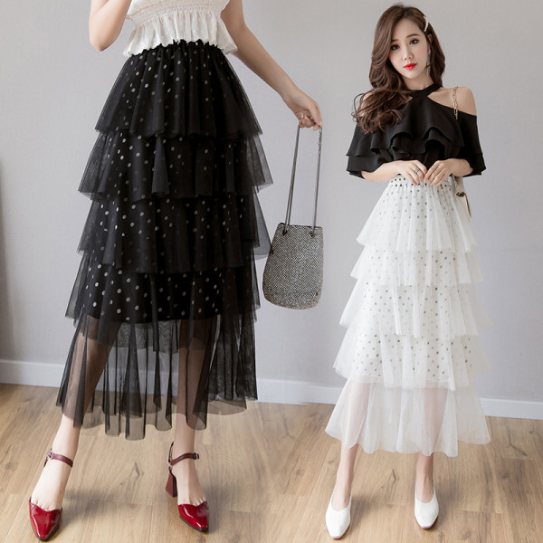 Модерна дамска дълга пола с тюл