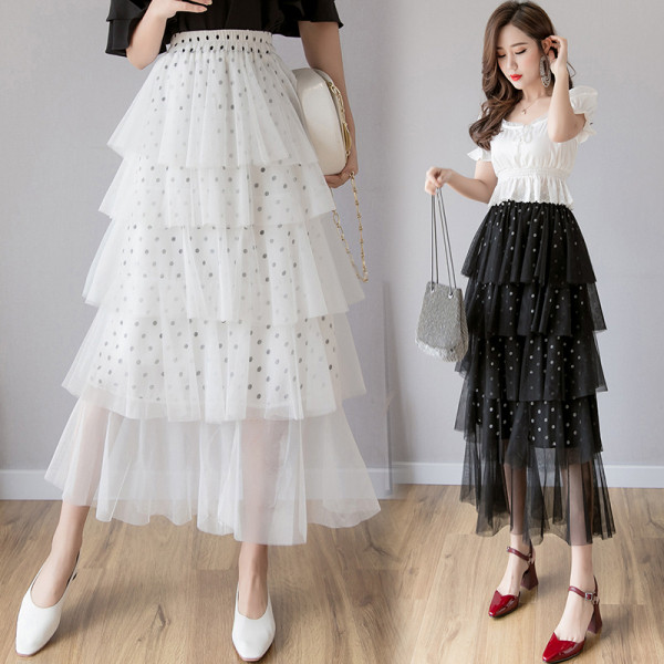 Модерна дамска дълга пола с тюл