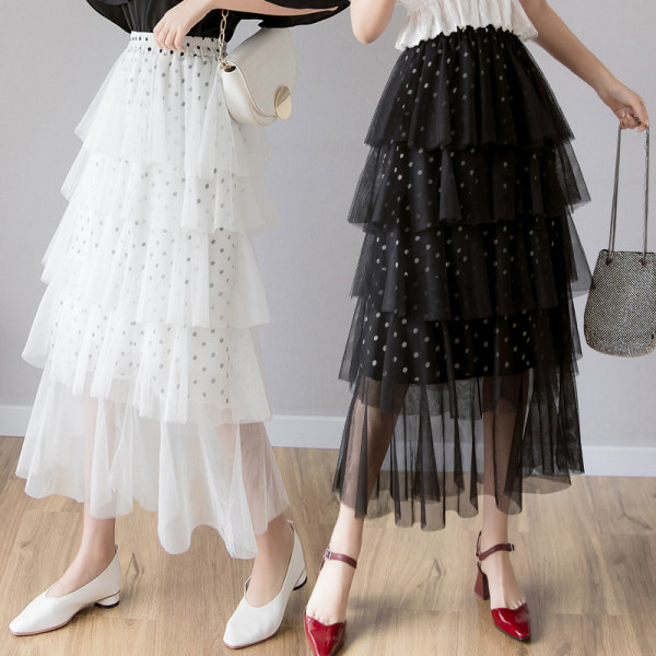 Модерна дамска дълга пола с тюл