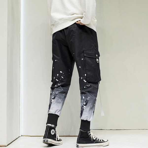 Ikdienas vīriešu bikses ar krāsainu rakstu un sānu kabatām