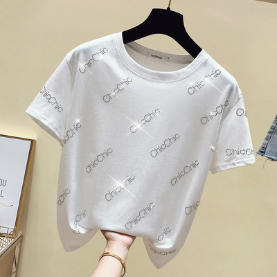 Sieviešu moderns t-krekls ar apaļu kakla izgriezumu un īsām piedurknēm