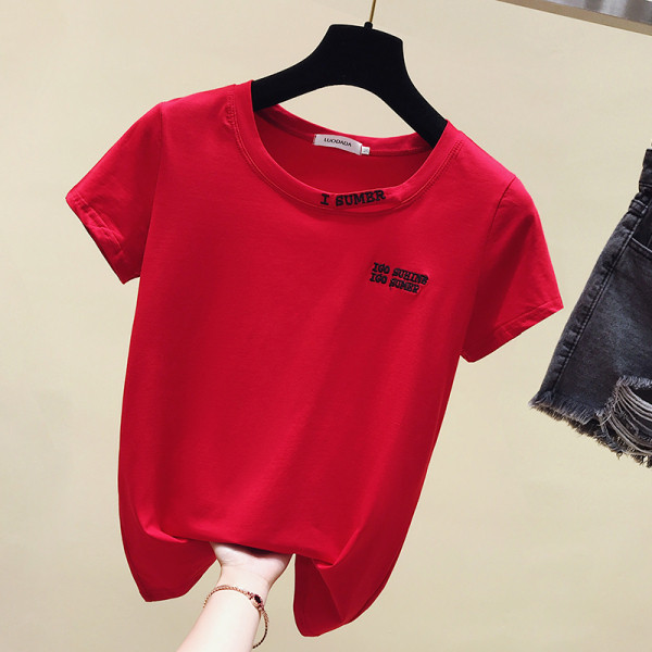 Lezser női nyári póló kerek nyakkivágással és rövid ujjal