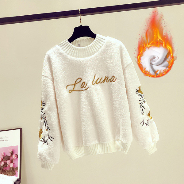 Moteriška žieminė palaidinė su švelniu pamušalu ir spalvingais siuvinėjimais