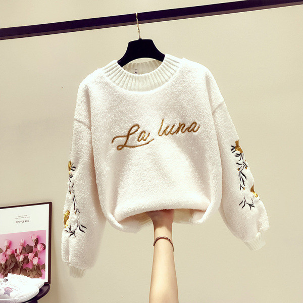 Moteriška žieminė palaidinė su švelniu pamušalu ir spalvingais siuvinėjimais