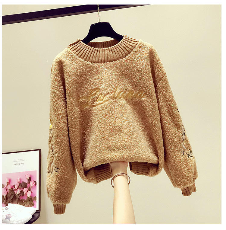 Moteriška žieminė palaidinė su švelniu pamušalu ir spalvingais siuvinėjimais