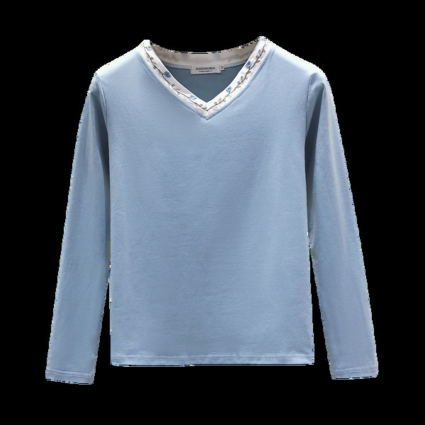 Bluză casual de damă cu decolteu spitz și broderie