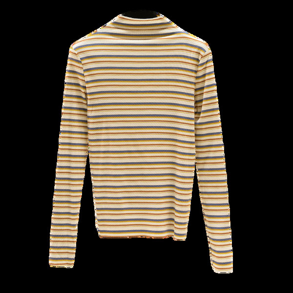 Svītraina sieviešu blūze ar polo apkakli piemērota ziemai