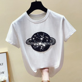 Női póló kerek nyakkivágással és rátéttel