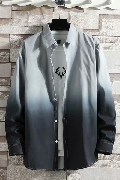 Modern férfi ing klasszikus gallérral és hosszú ujjú, irizáló színekben