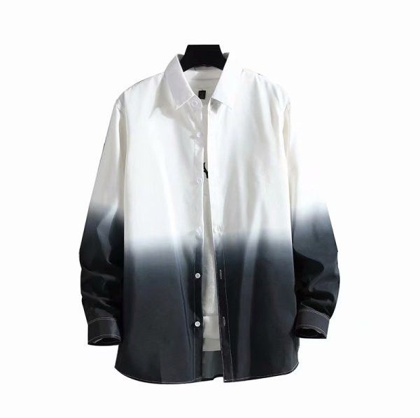 Modern férfi ing klasszikus gallérral és hosszú ujjú, irizáló színekben