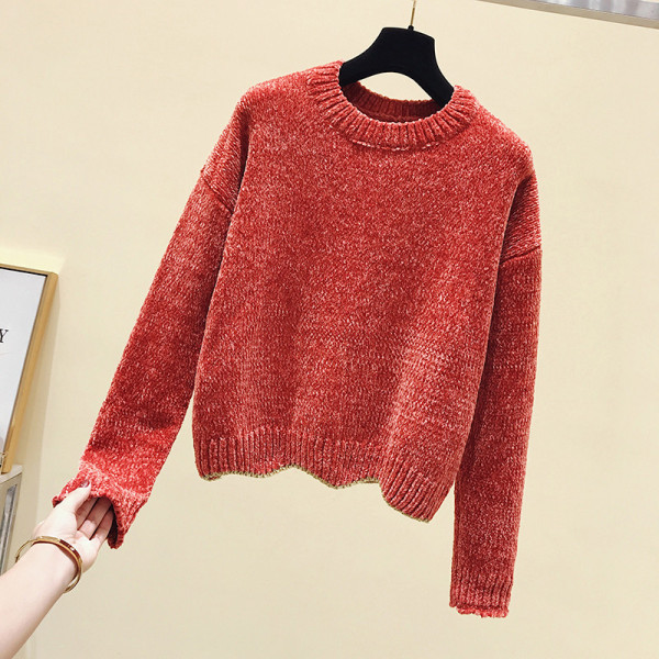 Női őszi-téli pulóver kerek nyakkivágással