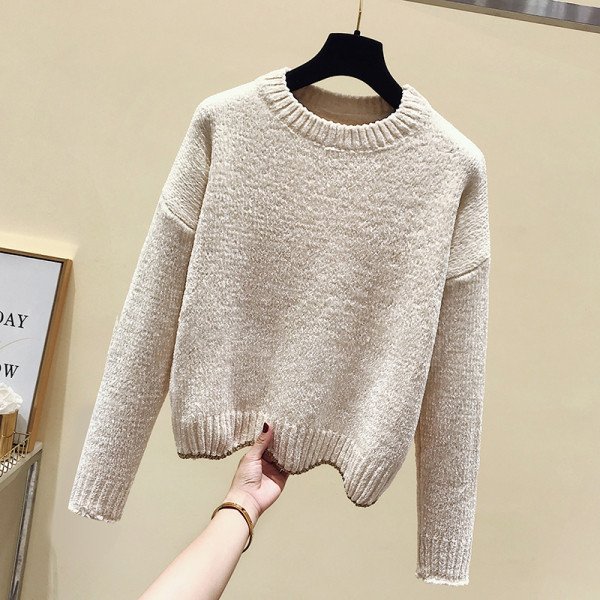 Női őszi-téli pulóver kerek nyakkivágással