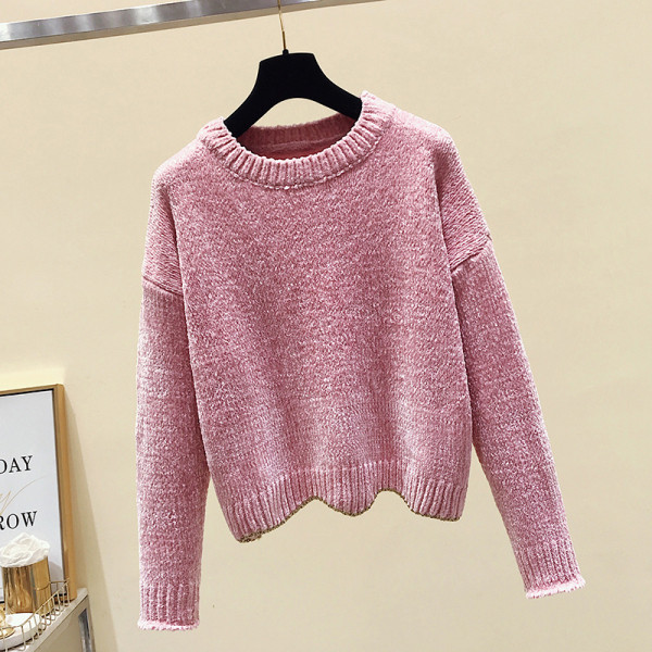 Női őszi-téli pulóver kerek nyakkivágással