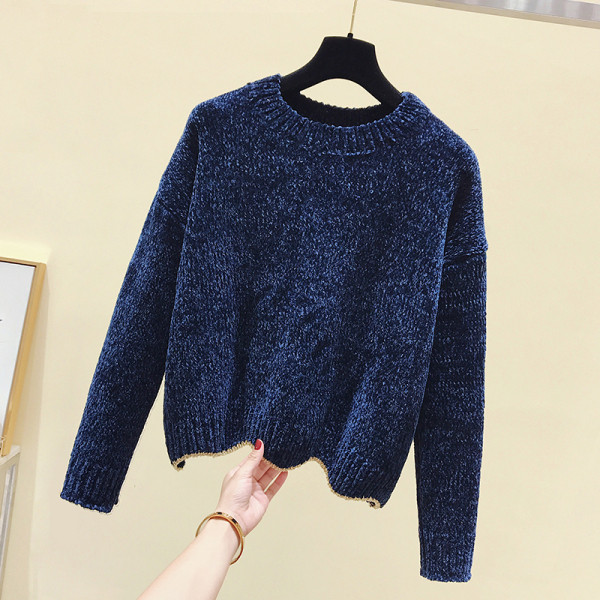 Női őszi-téli pulóver kerek nyakkivágással