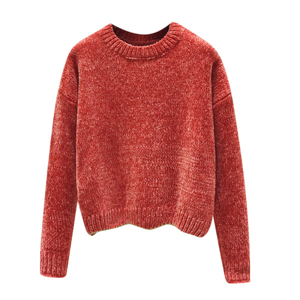 Női őszi-téli pulóver kerek nyakkivágással