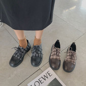 Ženske karirane casual cipele s vezicama i ravnim potplatom