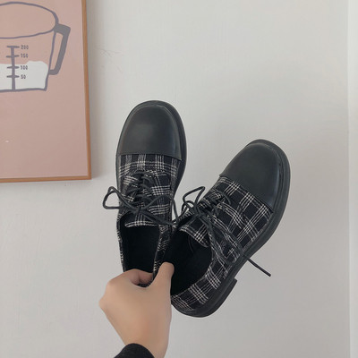 Ženske karirane casual cipele s vezicama i ravnim potplatom