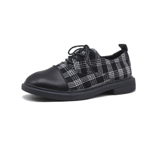 Ženske karirane casual cipele s vezicama i ravnim potplatom